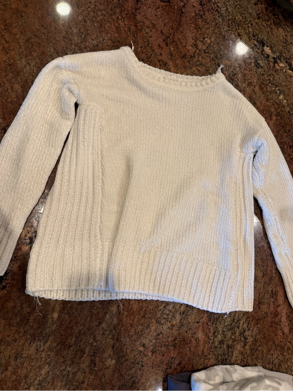Westbound Cream Ribbed Crewneck Sweater